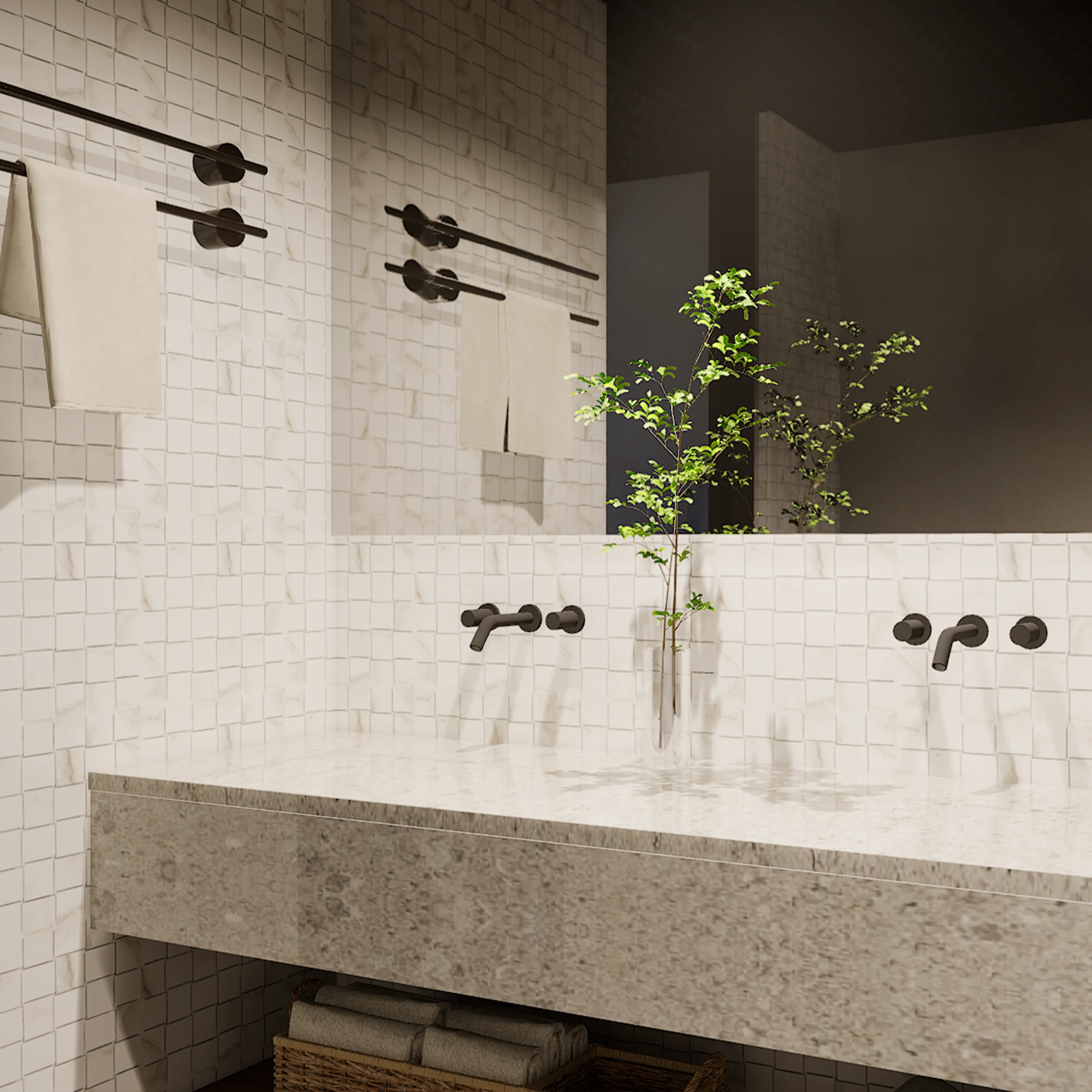 2 X 2 In Basketweave Mayfair Calacatta Matte Glazed Porcelain Mosaic