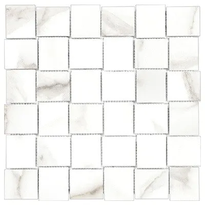 2 X 2 In Basketweave Mayfair Calacatta Matte Glazed Porcelain Mosaic