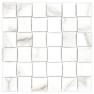2 X 2 In Basketweave Mayfair Calacatta Matte Glazed Porcelain Mosaic