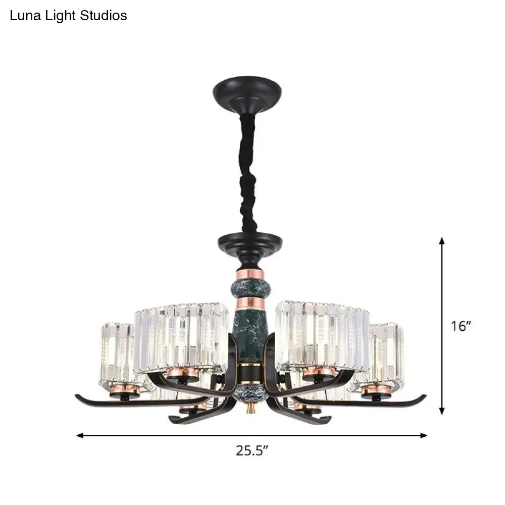 Black Starburst Crystal Hanging Lamp: Elegant 6/8 Bulbs Living Room Chandelier