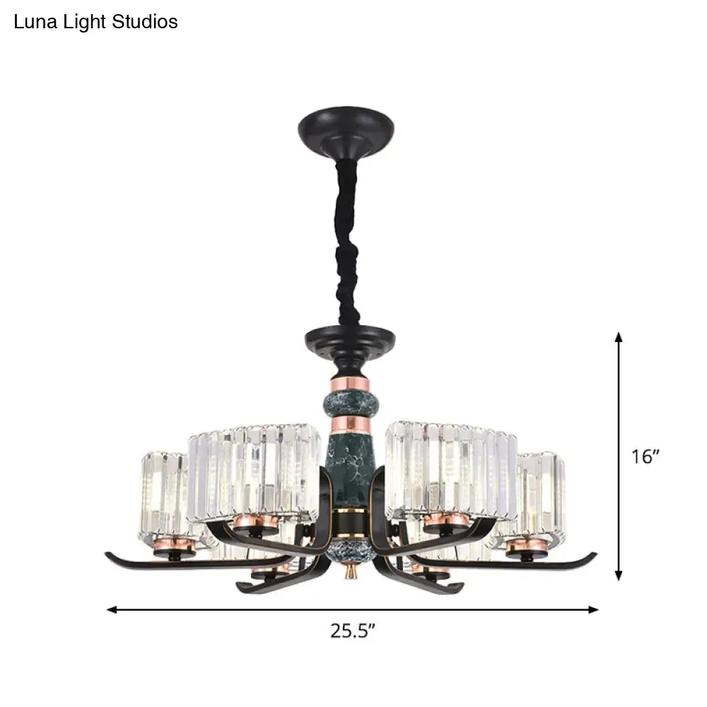 Black Starburst Crystal Hanging Lamp: Elegant 6/8 Bulbs Living Room Chandelier