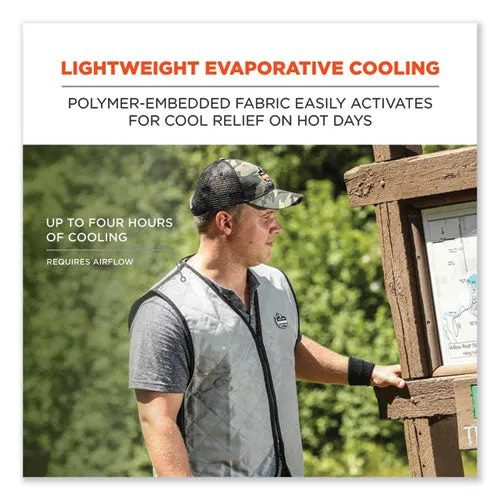 Chill-its 6665 Embedded Polymer Cooling Vest With Zipper, Nylon/polymer, 2x-large, Gray, Ships In 1-3 Business Days