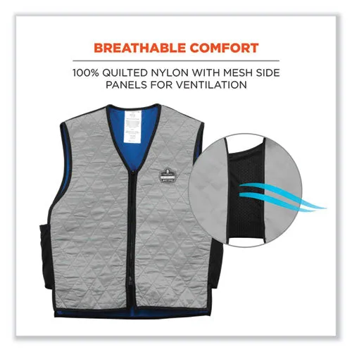 Chill-its 6665 Embedded Polymer Cooling Vest With Zipper, Nylon/polymer, 2x-large, Gray, Ships In 1-3 Business Days