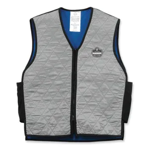 Chill-its 6665 Embedded Polymer Cooling Vest With Zipper, Nylon/polymer, 2x-large, Gray, Ships In 1-3 Business Days