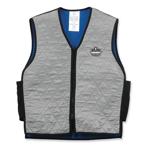 Chill-its 6665 Embedded Polymer Cooling Vest With Zipper, Nylon/polymer, 2x-large, Gray, Ships In 1-3 Business Days