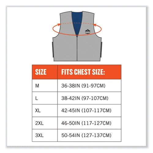 Chill-its 6665 Embedded Polymer Cooling Vest With Zipper, Nylon/polymer, 2x-large, Gray, Ships In 1-3 Business Days