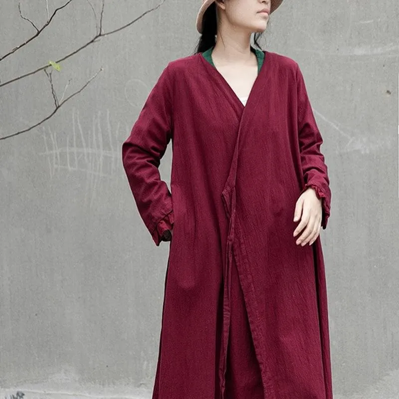 Cotton Linen Long Wrap Cardigan | Lotus