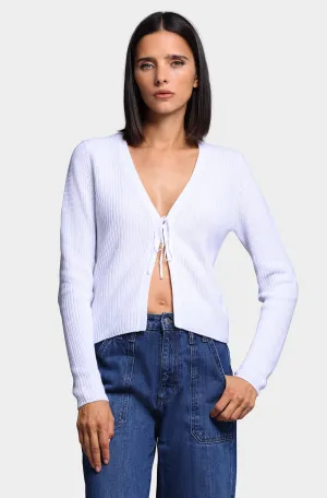 Cotton Shaker Tie-Front Cropped Cardigan