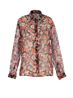 floral-print silk-chiffon shirt