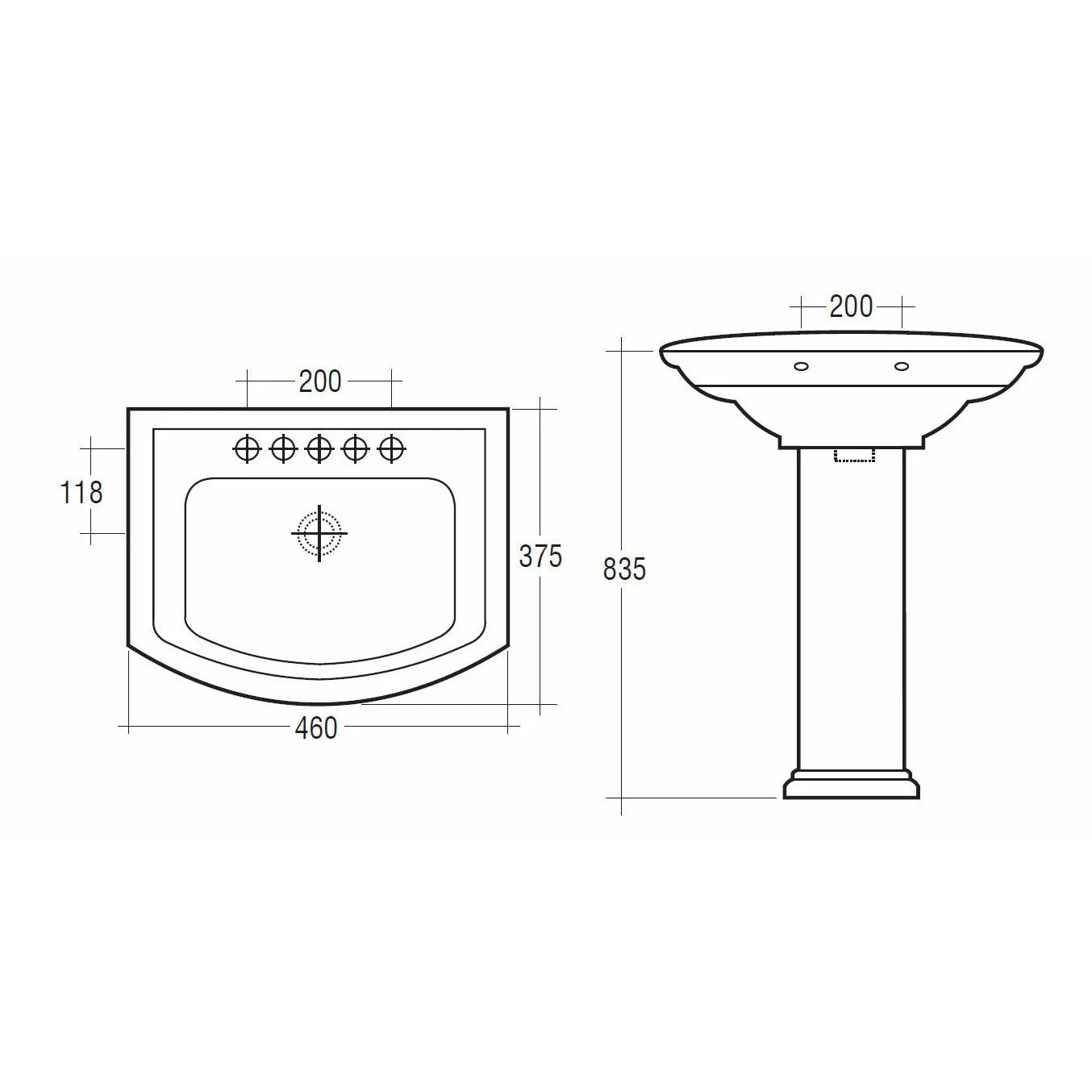 Frontline White Washington Full Pedestal Basin