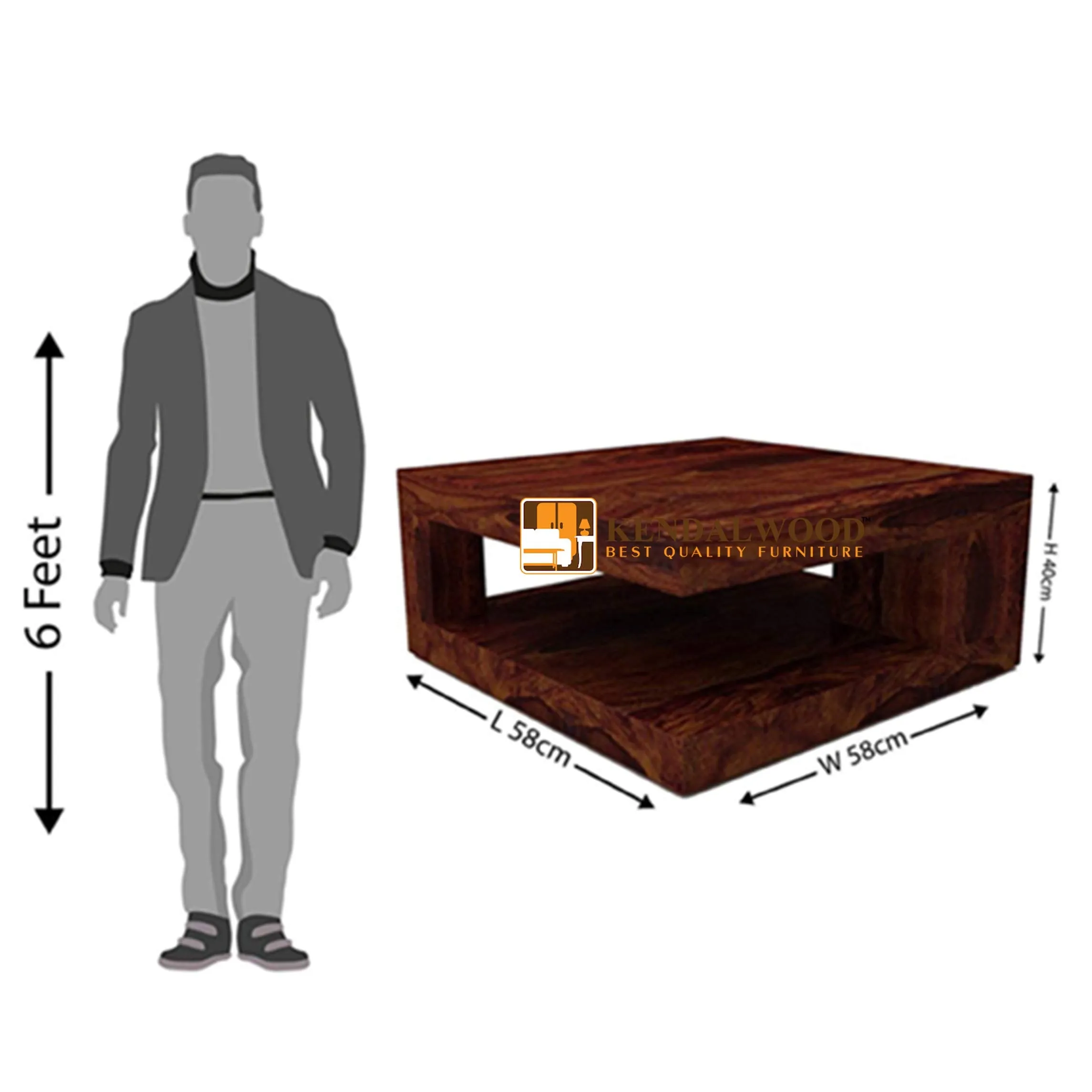 Hariom Handicraft Furniture Square Shape Sheesham Wood Center Table | Coffee Table | Sofa Center Table - Living Room Furniture