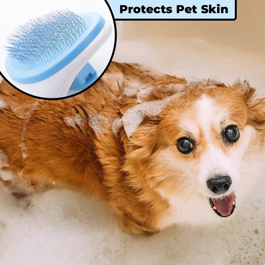Kuber Industries Dog Brush|Dog Brush for Hair Cleaning|De-tangling|& Grooming|Helps Prevent Fur Loss Upto 90% by Increasing Blood Circulation|Suitable for Small & Medium Pets|PT213B|Pack Of 2|Blue