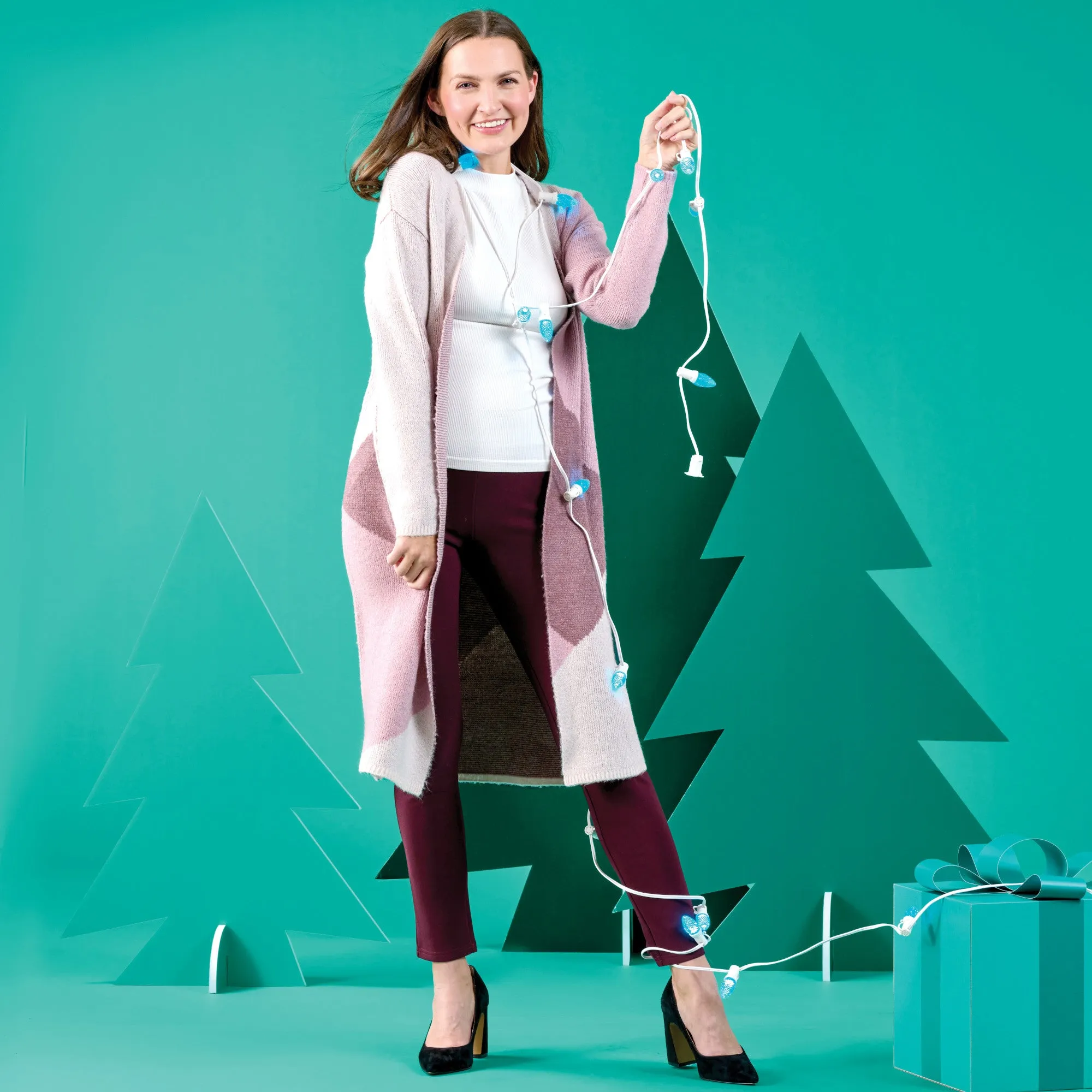 lily morgan Women's Long Jacquard Cardigan