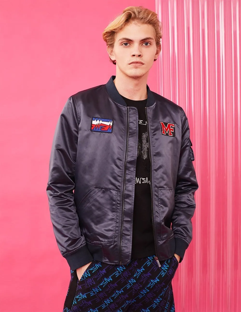 Men Mf Logo Bomber Flight Jacket