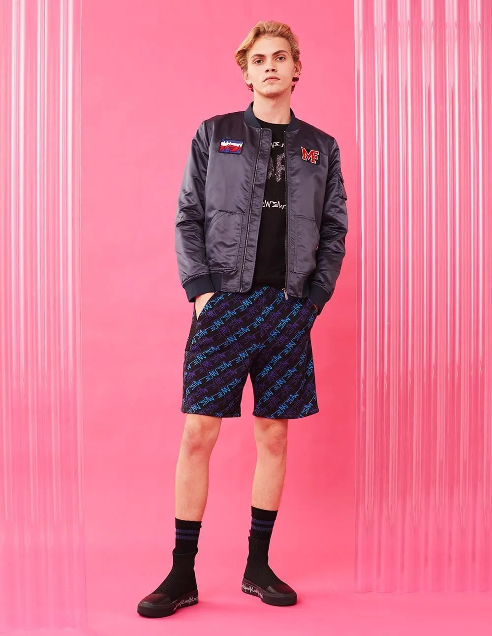 Men Mf Logo Bomber Flight Jacket