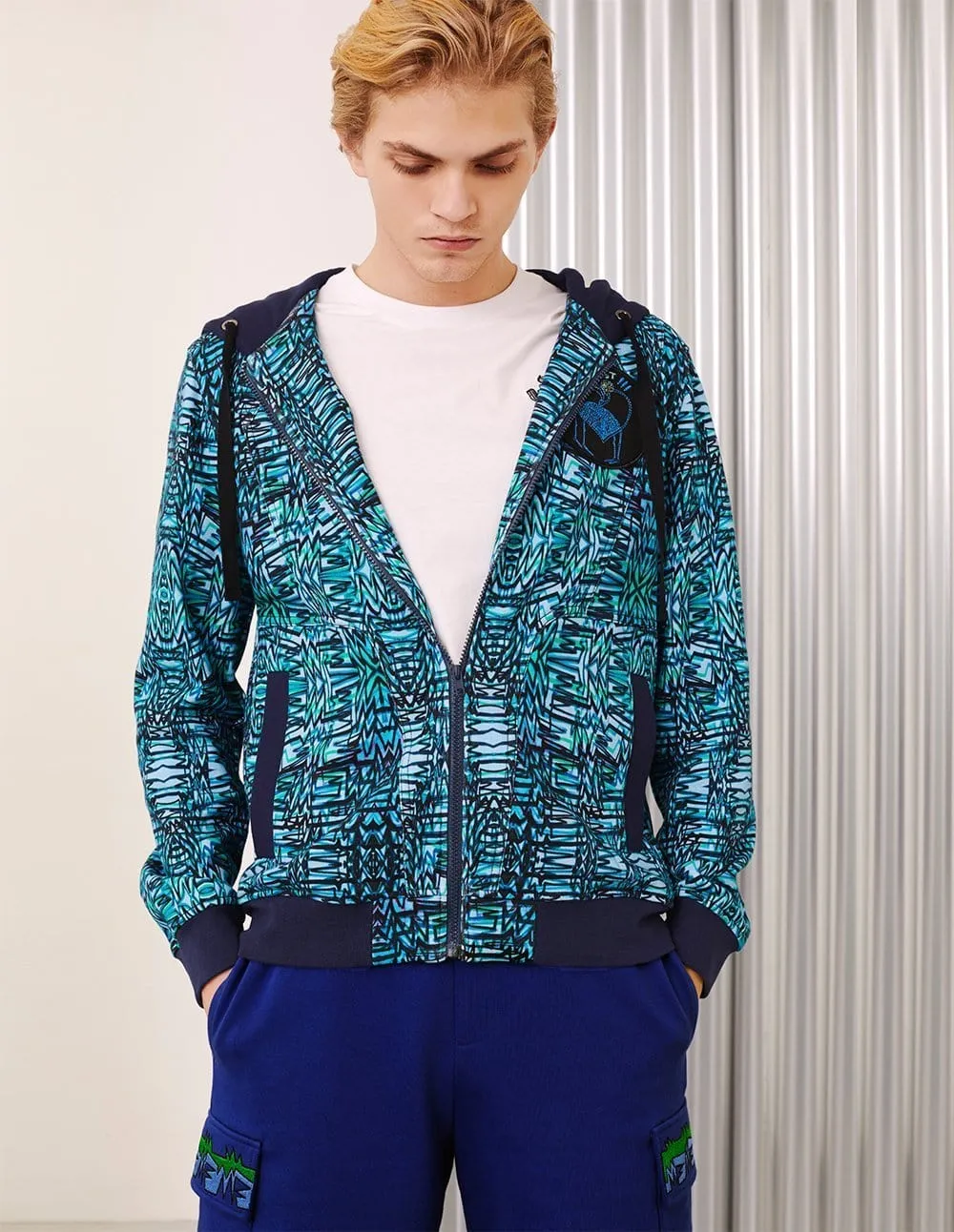 Men MF Magical Internet Pattern Hoodie Zip Up Sport Jacket