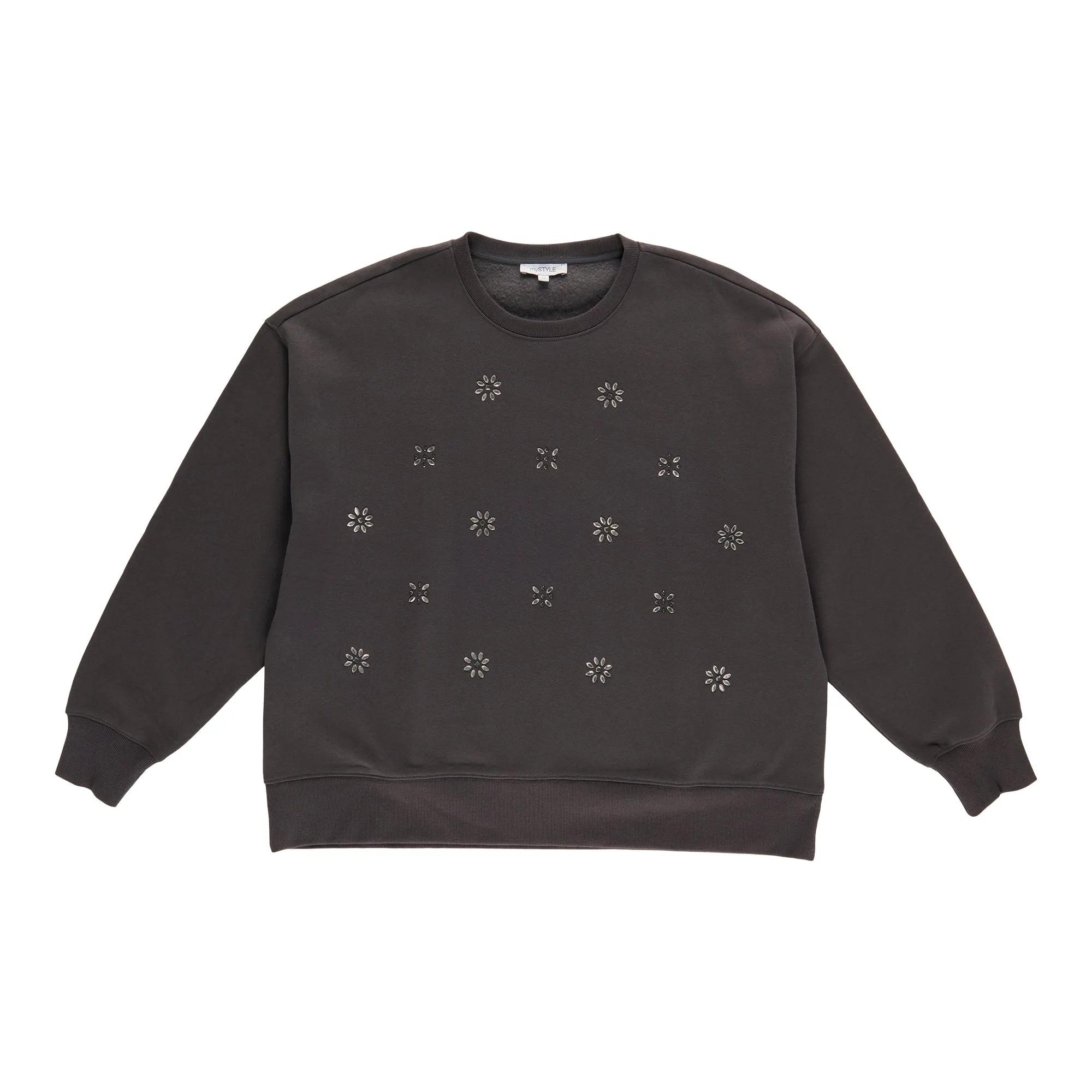 mySTYLE Women's Plus Embellishment Crew Neck Sweater
