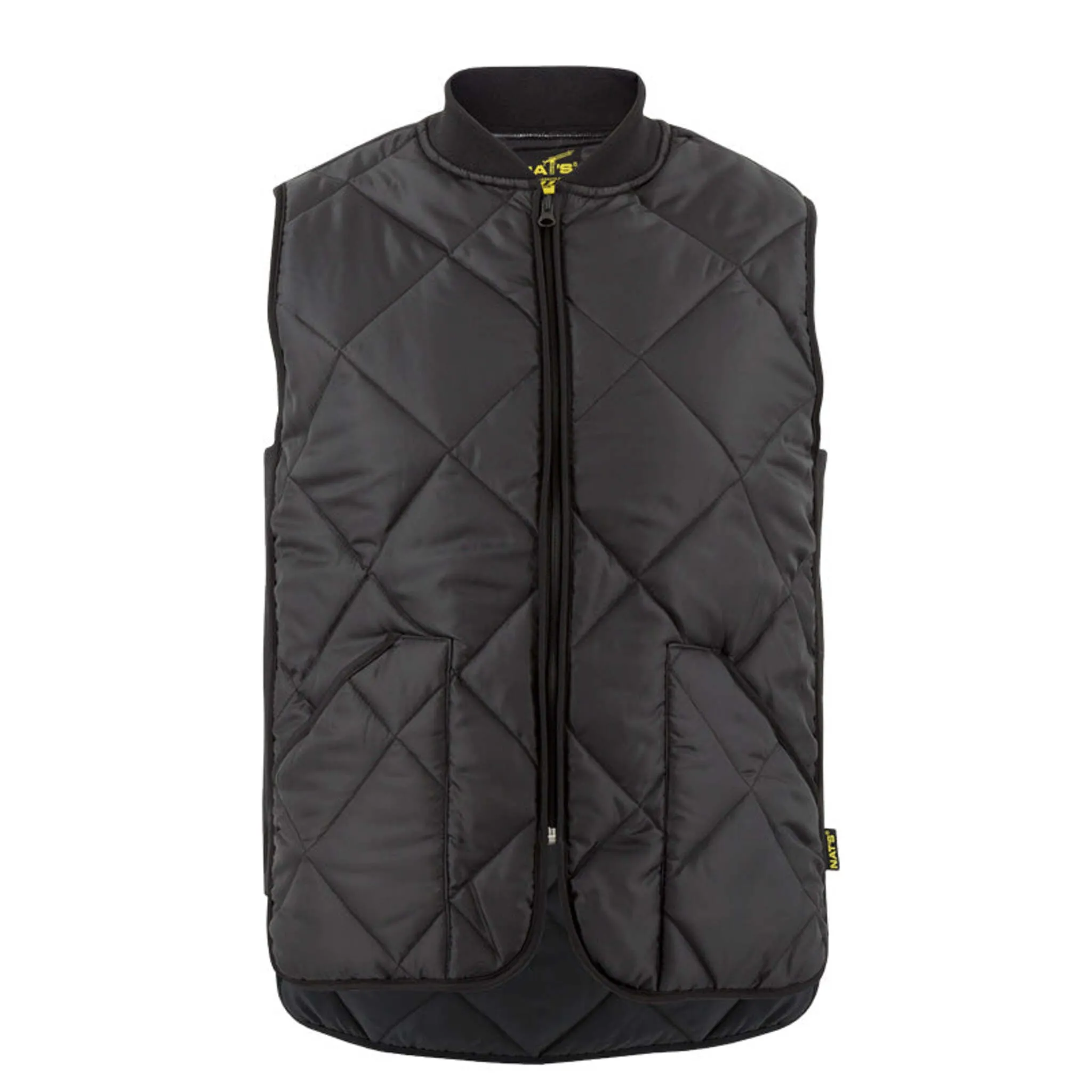 Nats Men's Work Vest WK027 | Quilted Poly, Front Zip, 2 Front Pockets, 150g/m2 Polyester Filling, Elastic Side Bands, Durable and Warm | Sizes S-3XL