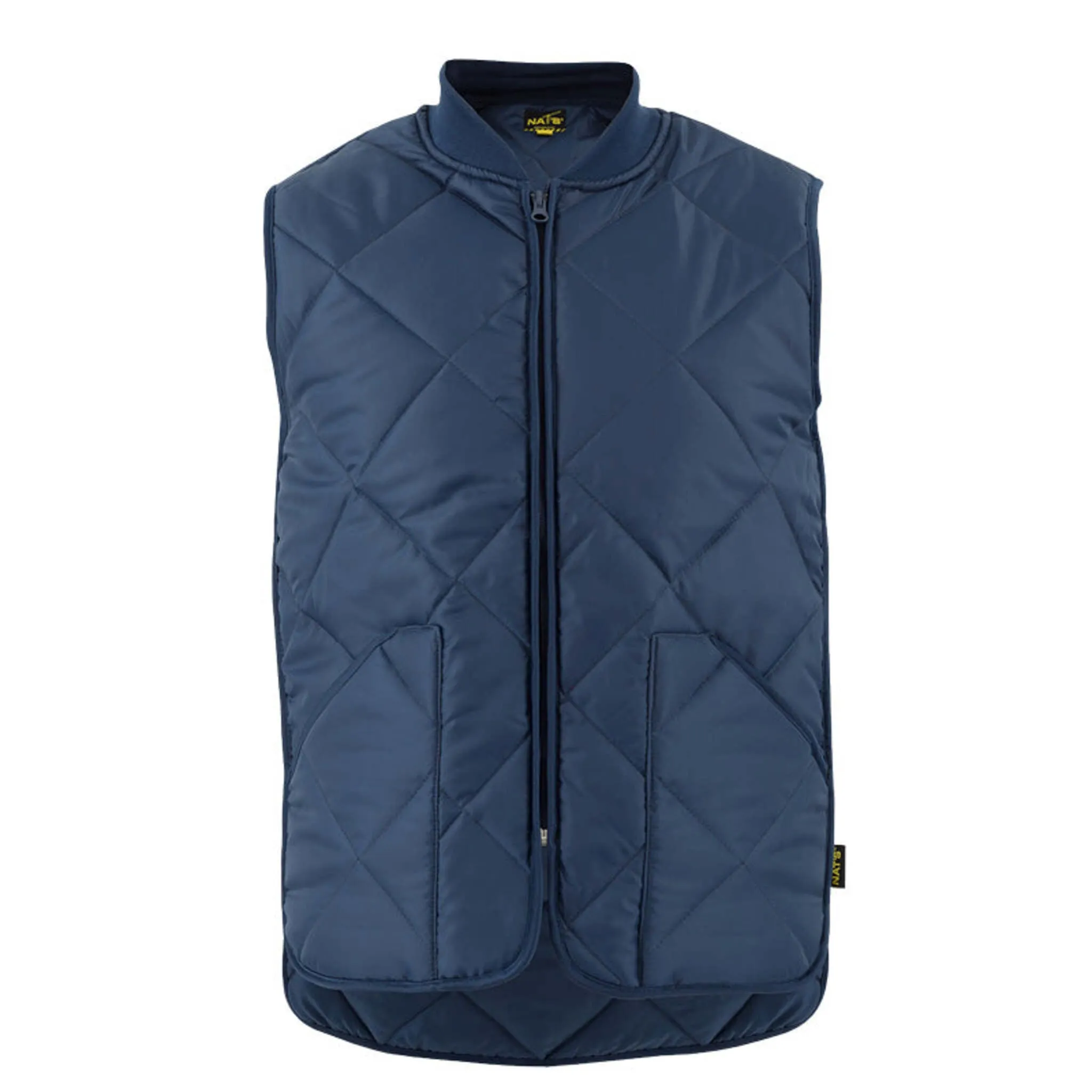 Nats Men's Work Vest WK027 | Quilted Poly, Front Zip, 2 Front Pockets, 150g/m2 Polyester Filling, Elastic Side Bands, Durable and Warm | Sizes S-3XL