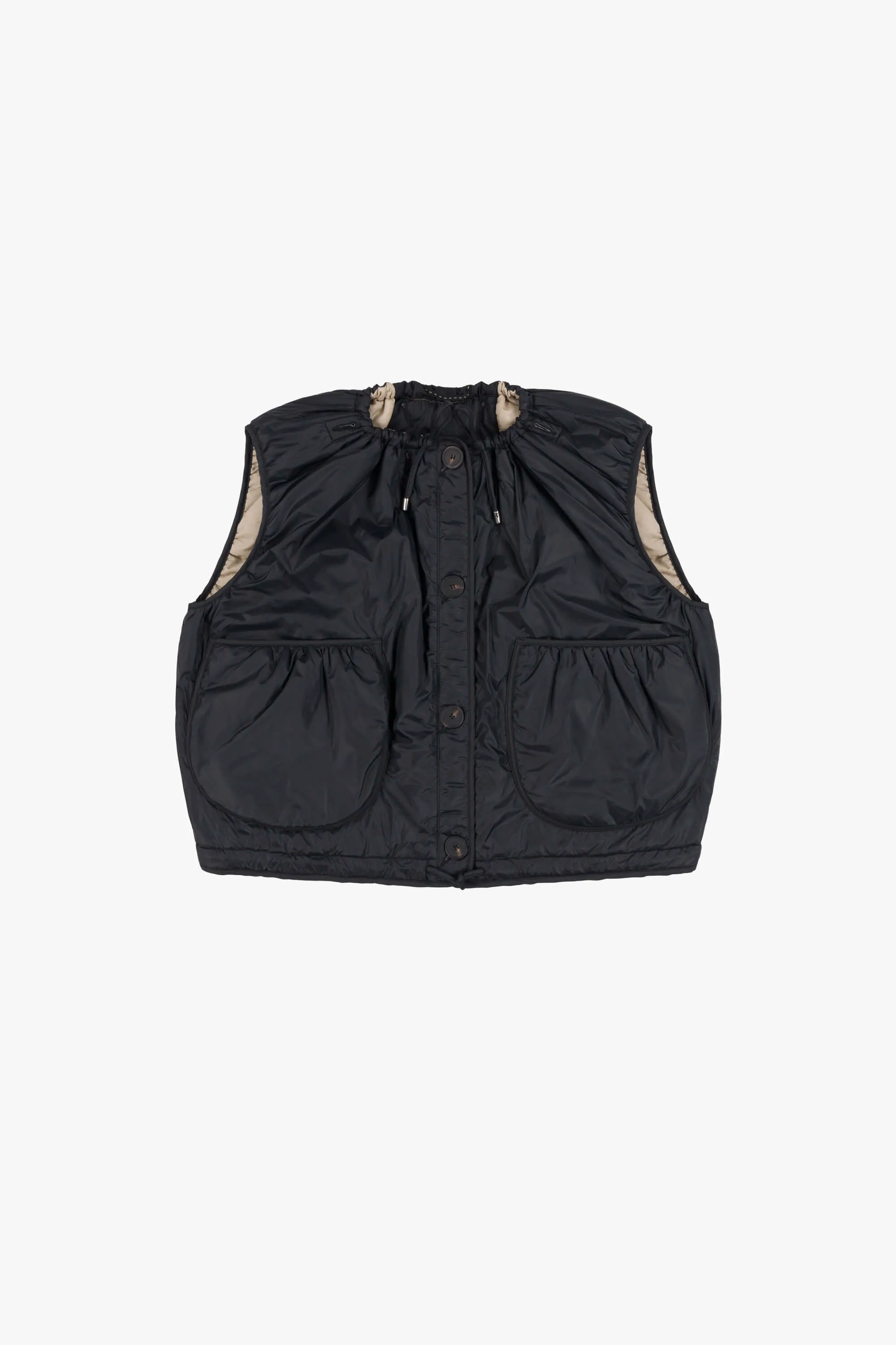 Parachute Quilt Vest - Black / Stone
