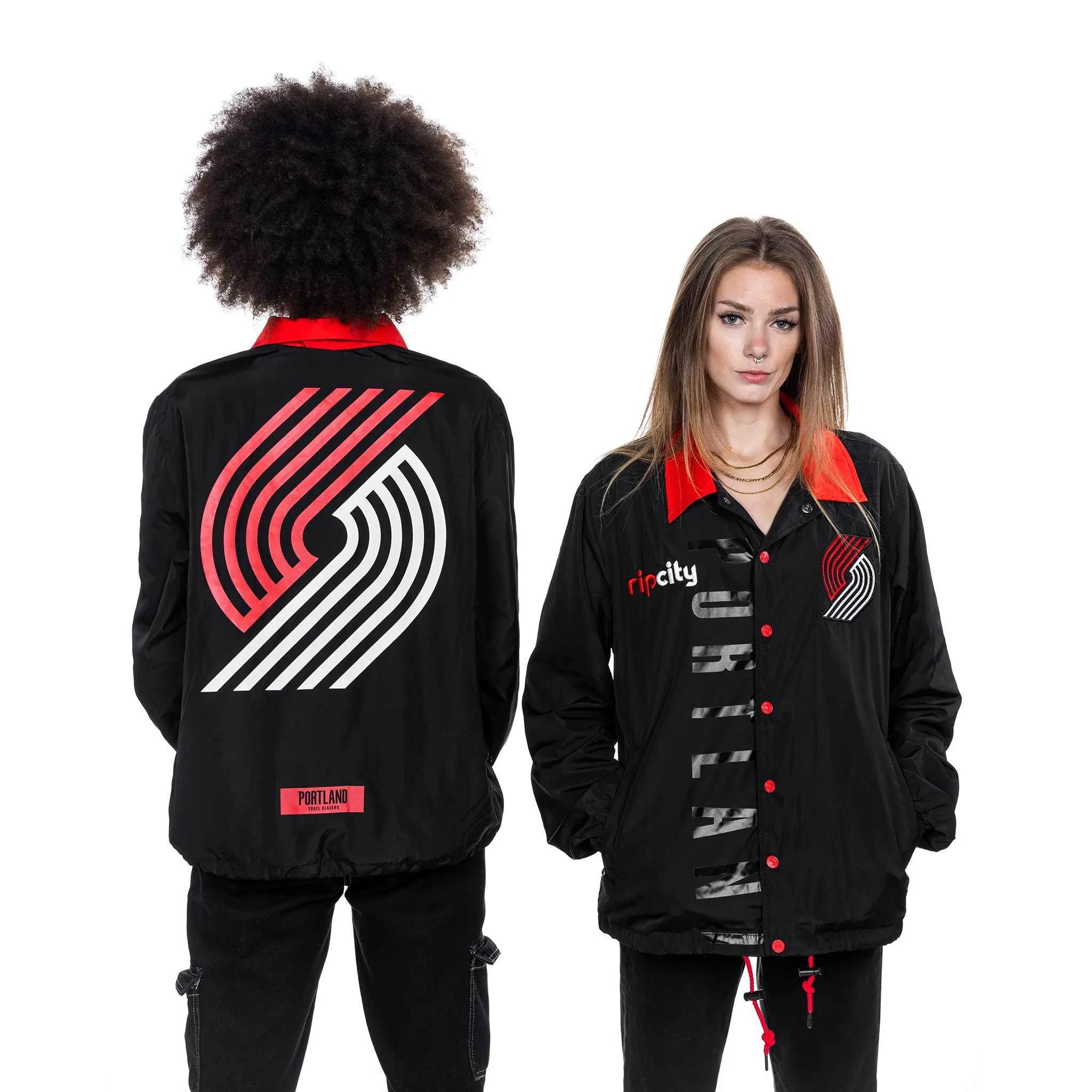Portland Trail Blazers Wild Collective Back Pinwheel Coaches Jacket