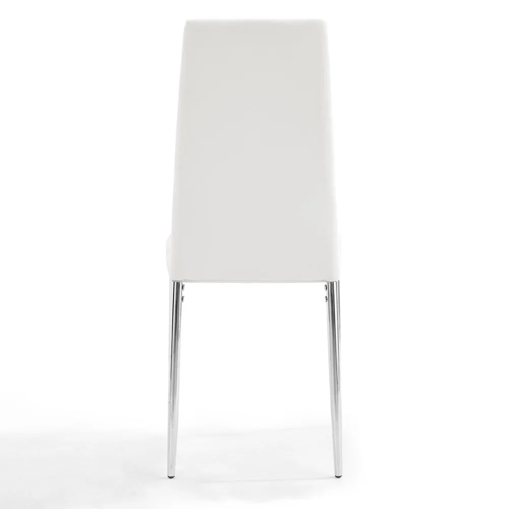 Rocco Marble Effect Dining Table & 4 Sierra Chairs, White with Silver Legs