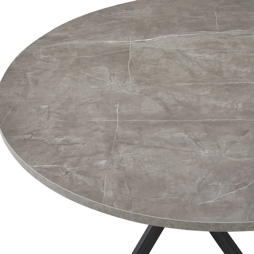 Rocco Marble Effect Dining Table & 4 Sierra Chairs, White with Silver Legs