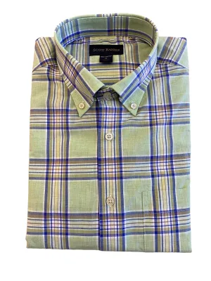 Scott Barber Classic BD Cotton Shirt Mint Plaid