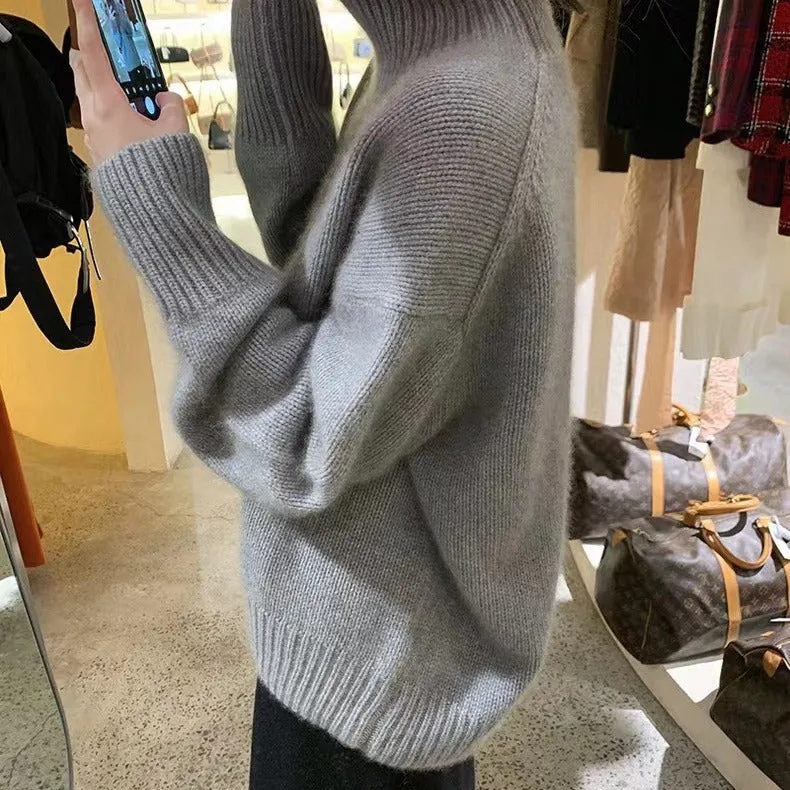 Simple High Neck Long Sleeve Sweater