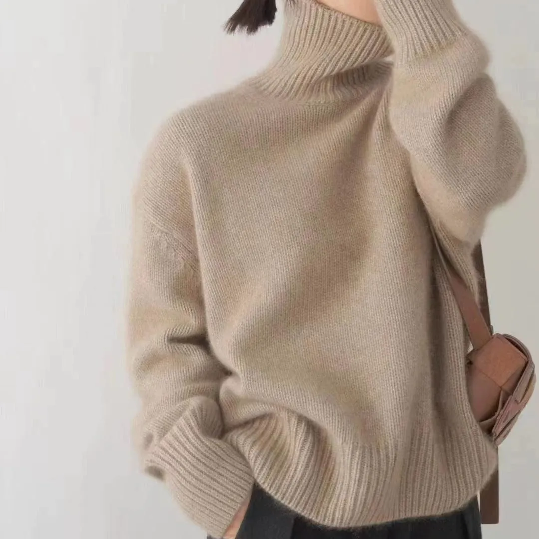 Simple High Neck Long Sleeve Sweater