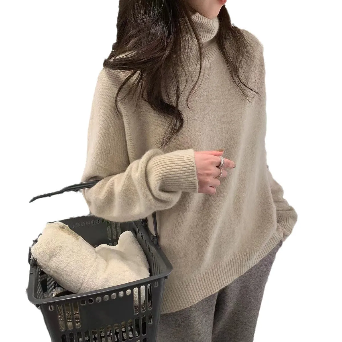 Simple High Neck Long Sleeve Sweater