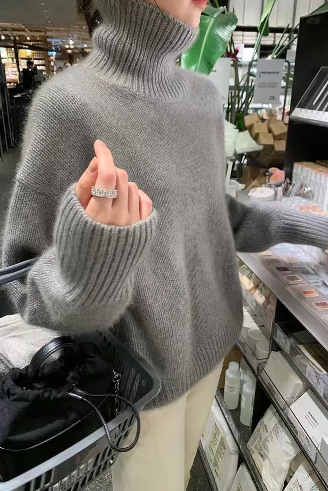 Simple High Neck Long Sleeve Sweater