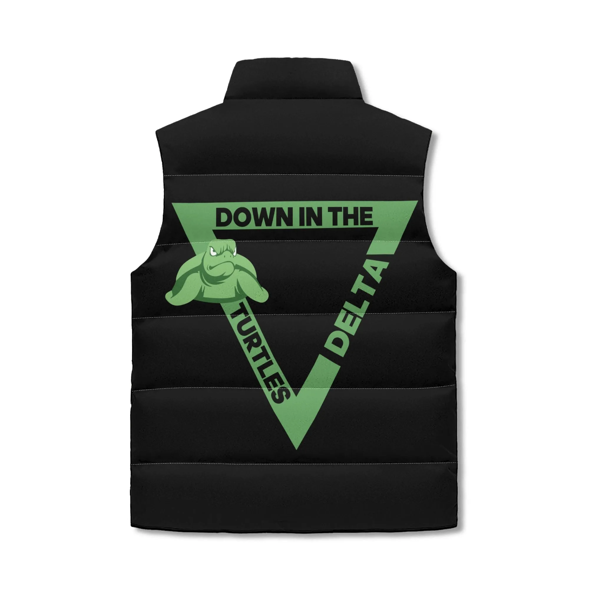 Turtle Unisex Lightweight All Over Printing Stand Collar Zip Up Puffer Vest