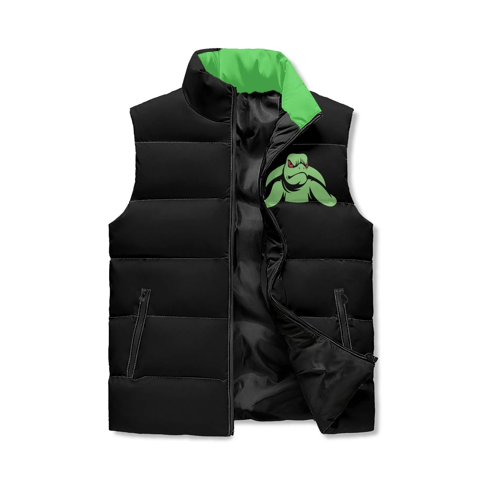 Turtle Unisex Lightweight All Over Printing Stand Collar Zip Up Puffer Vest