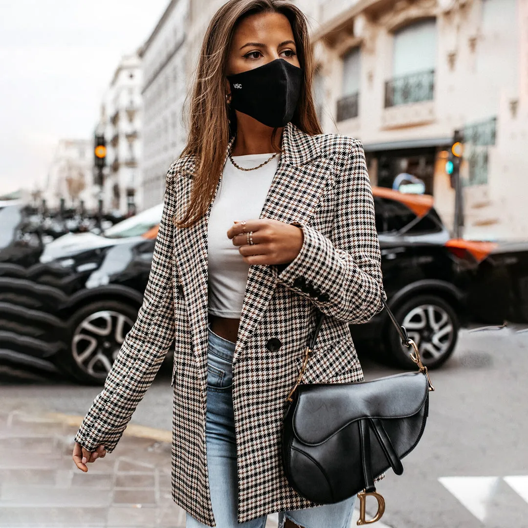 Women's Slim Checked Buttoned Blazer with Pockets | For Everyday Wear