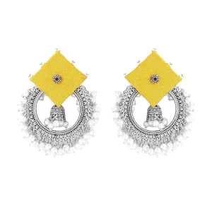 Yellow Chimes Earrings for Women and Girls Silver Oxidised Drop Earrings|Woven Wrapped Beads Circle Drop Earrings|Birthday Gift For girls and women Anniversary Gift for Wife
