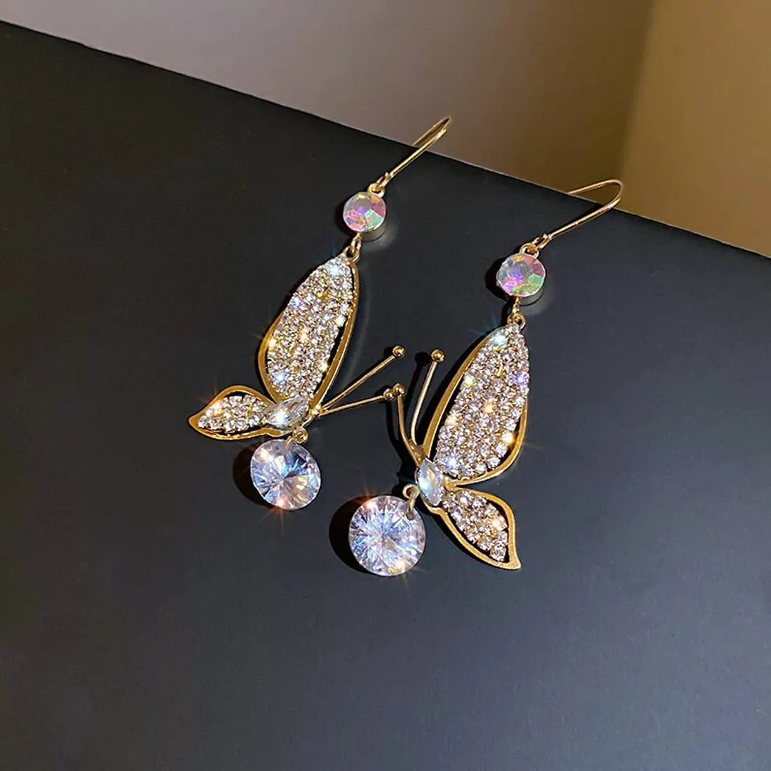 Yellow Chimes Earrings For Women Gold Tone Crystal Studded Fly Shape Drop Earrings For Women and Girls