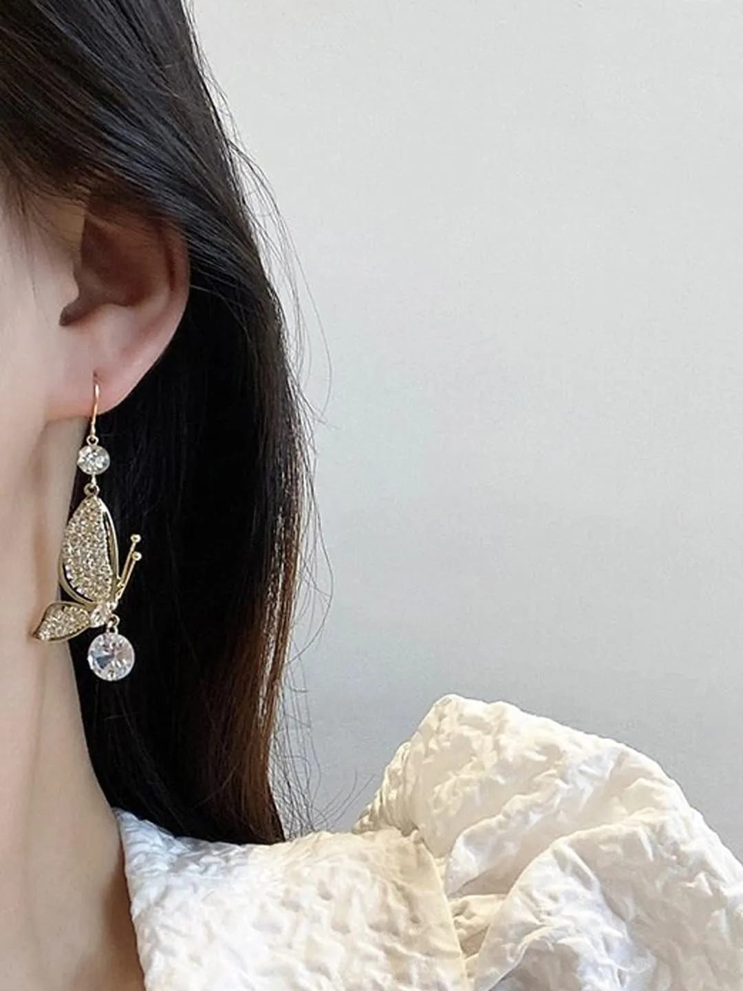 Yellow Chimes Earrings For Women Gold Tone Crystal Studded Fly Shape Drop Earrings For Women and Girls