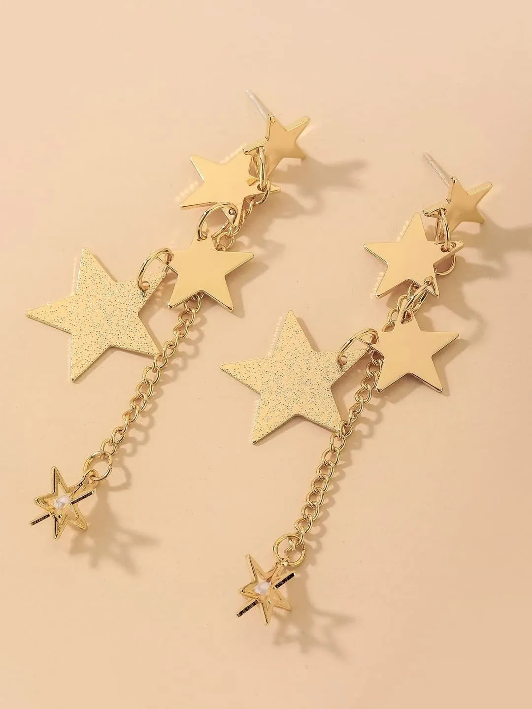 Yellow Chimes Earrings For Women Gold Toned Star Designed Hanging Chain Dangler Earrings For Women and Girls