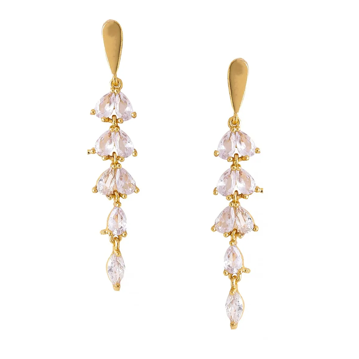 Yellow Chimes Earrings For Women Gold Toned Teardrop Shaped Sparkling Crystal Studded Dangler Earrings For Women and Girls